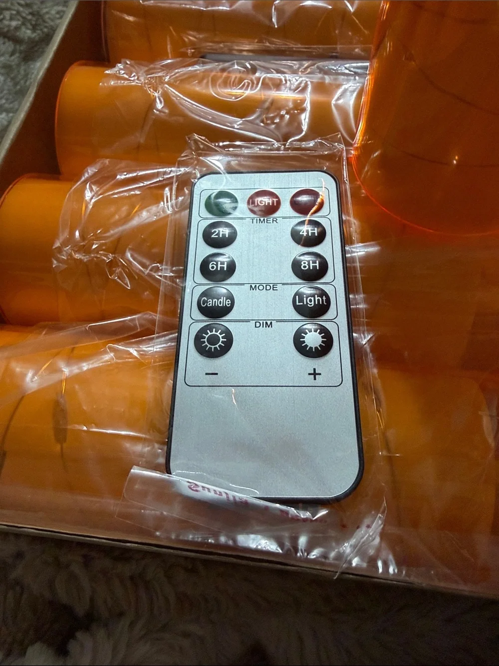Orange Flameless LED Party Candles - Pack of Decorative Orange Pillars